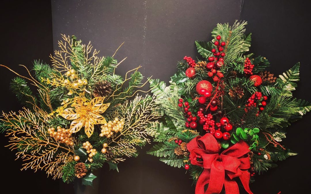 Gold & Red embellished Pine Grave Cones